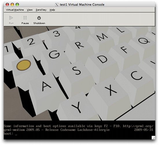 virt-manager console with grml 2009.05